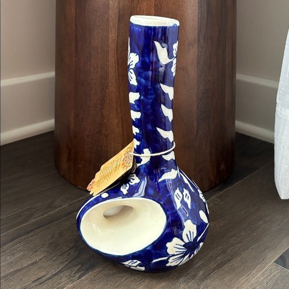 Ceramique Handcrafted in India,unique abstract shape,ceramic royal blue vase - Picture 1 of 12